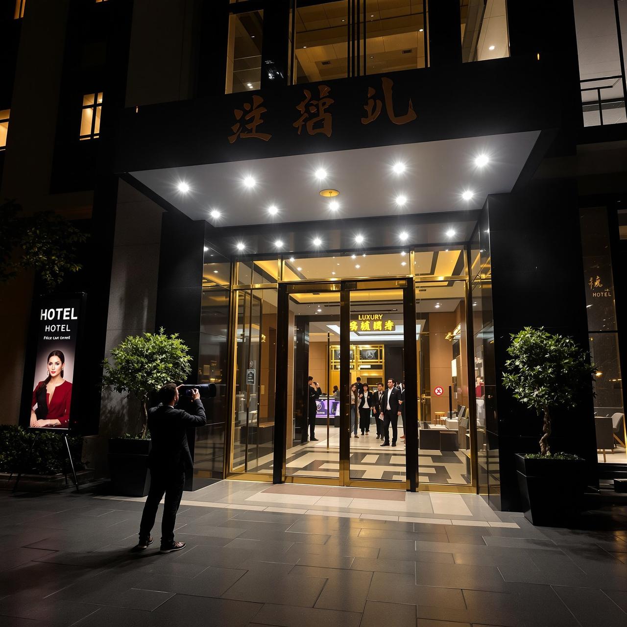 酒店门口偶遇
